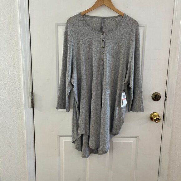 Melissa McCarthy Seven7 PLus-Size Oversized Grey Thermal Tunic Sz 3x - Picture 2 of 8